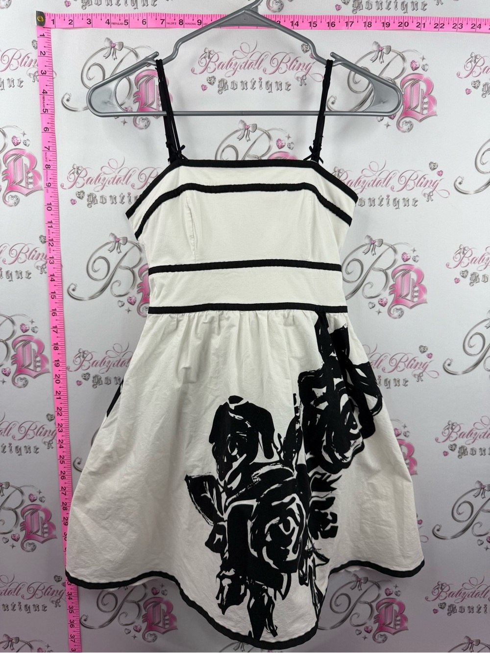 SPECKLES dress mini white Cream Dress with Black Floral Print
